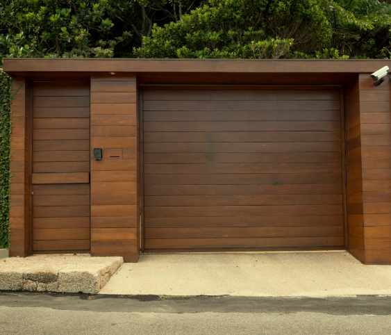 Garage with pedestrian door